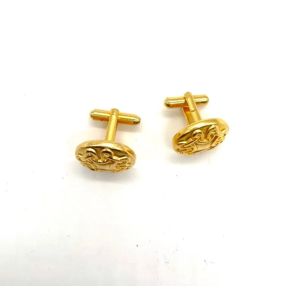 Cuff links Gold tone w/ Nugget Design